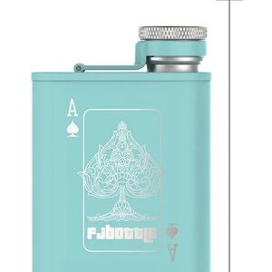 FJbottle Turquoise Flask with Ace Design great for Camping